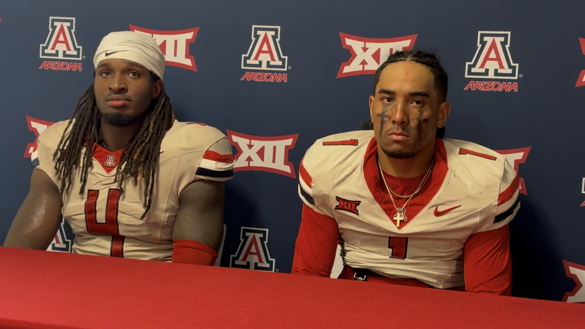 VIDEO: Arizona QB Noah Fifita, LB Max Harris react to the Wildcats' loss to Houston